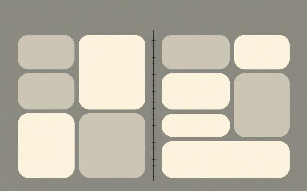 Illustration of fixed coordinate blocks becoming responsive cards